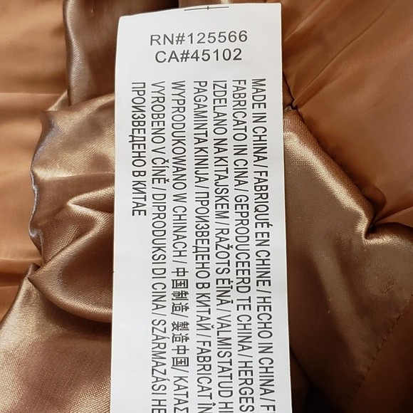 MinkPink Hooded Puffer Jacket Women XS Full Zip Long Sleeve Pockets Gold - Picture 13 of 15